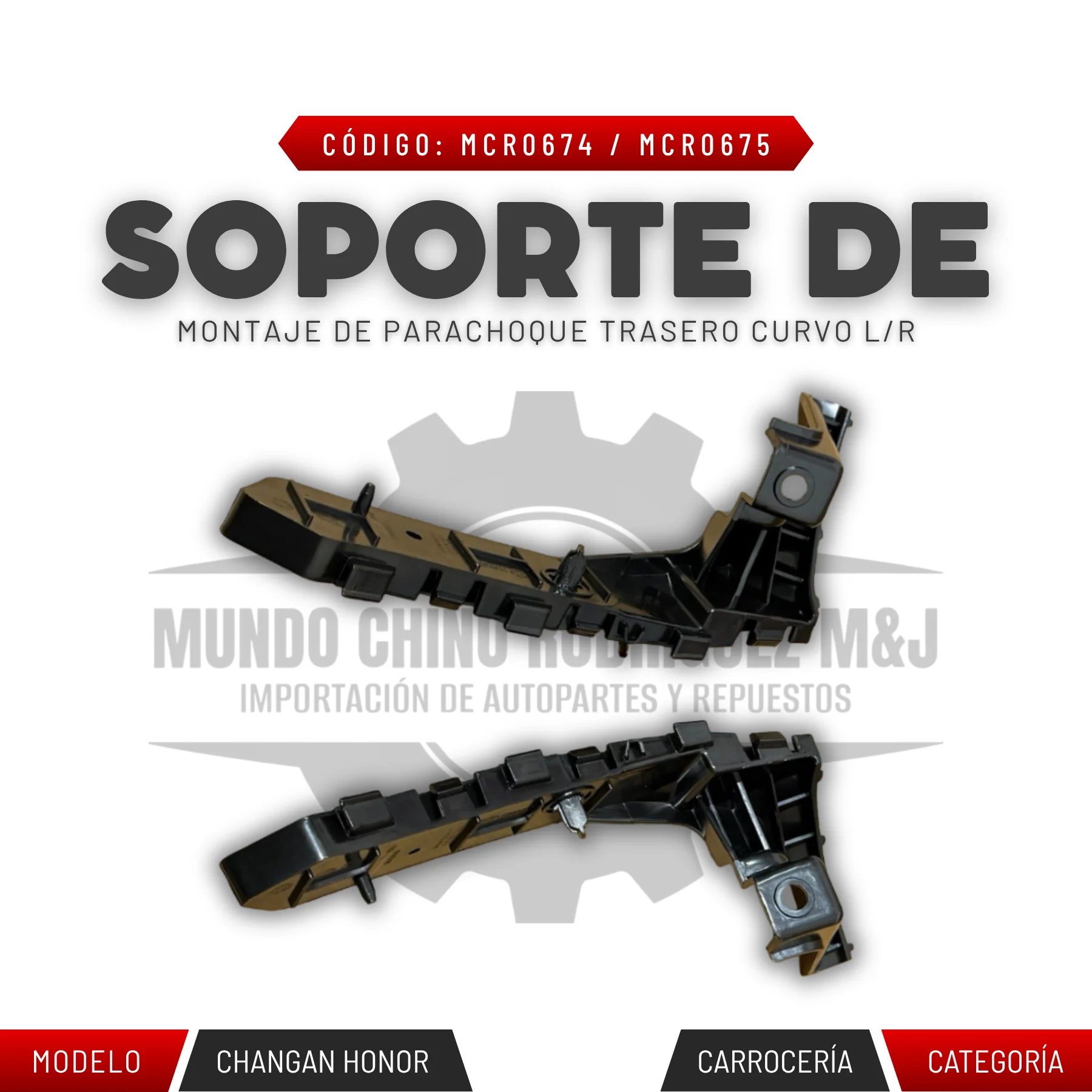 SOPORTE DE MONTAJE DE PARACHOQUE TRASERO CURVO L/R