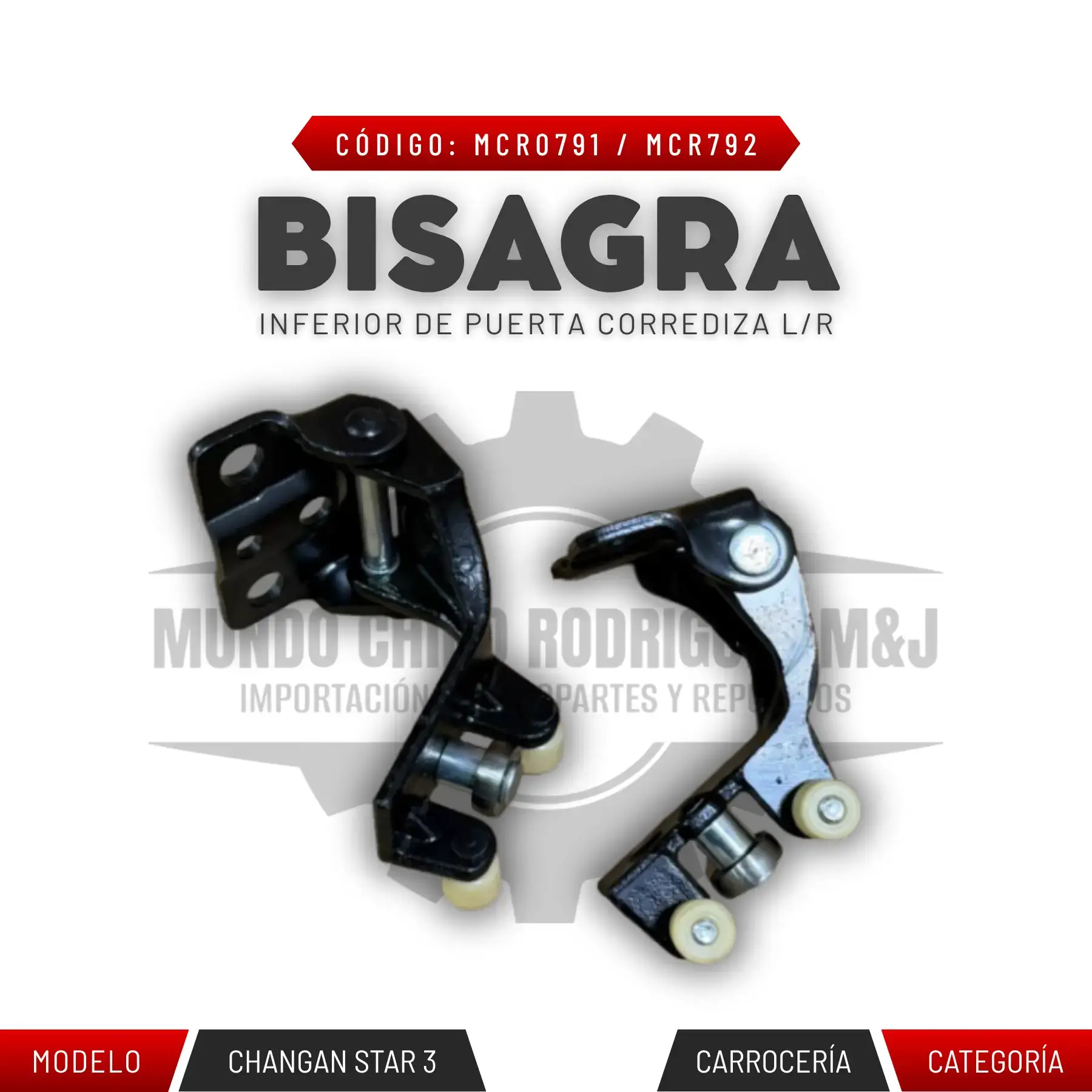 BISAGRA INFERIOR DE PUERTA CORREDIZA L/R