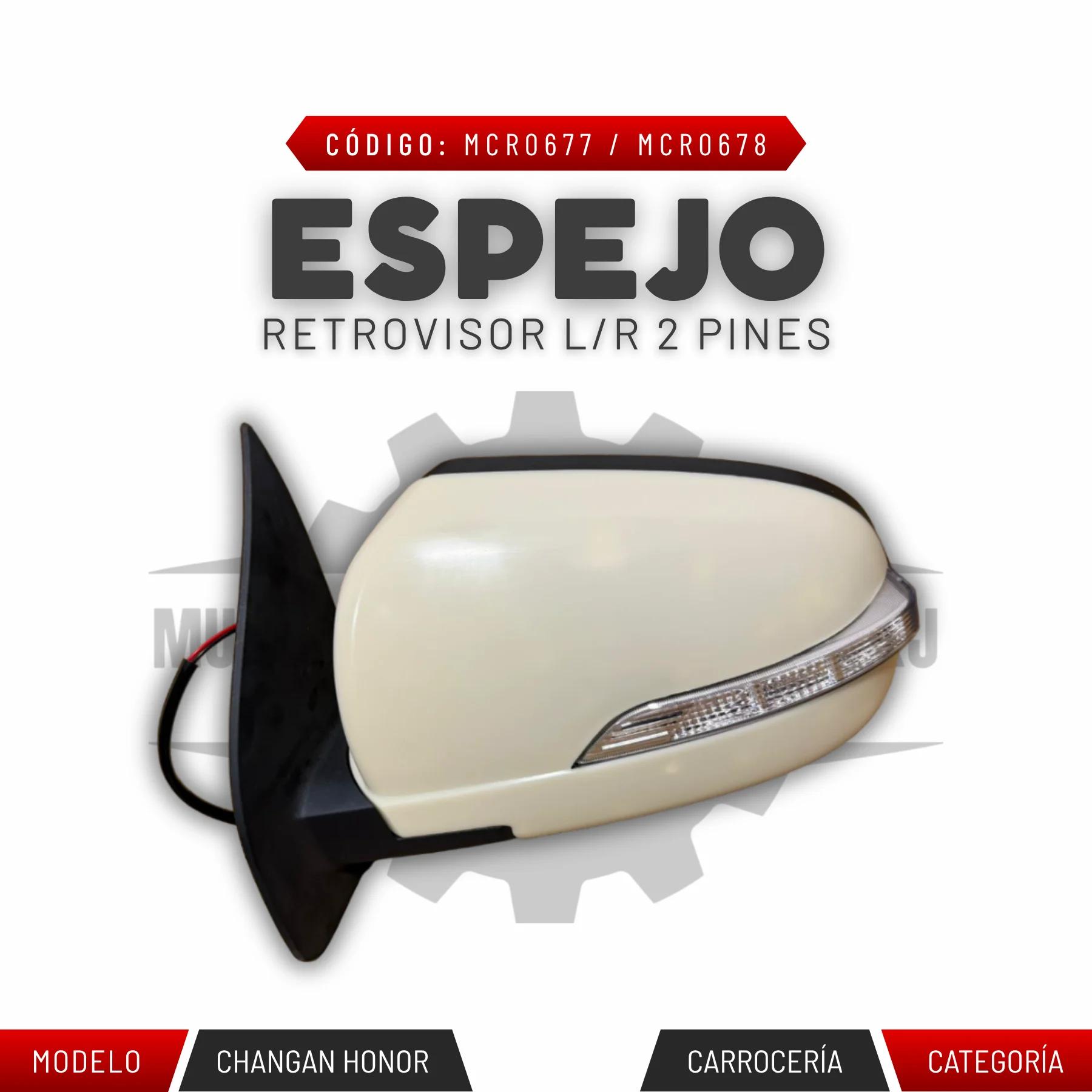 ESPEJO RETROVISOR L/R 2 PINES