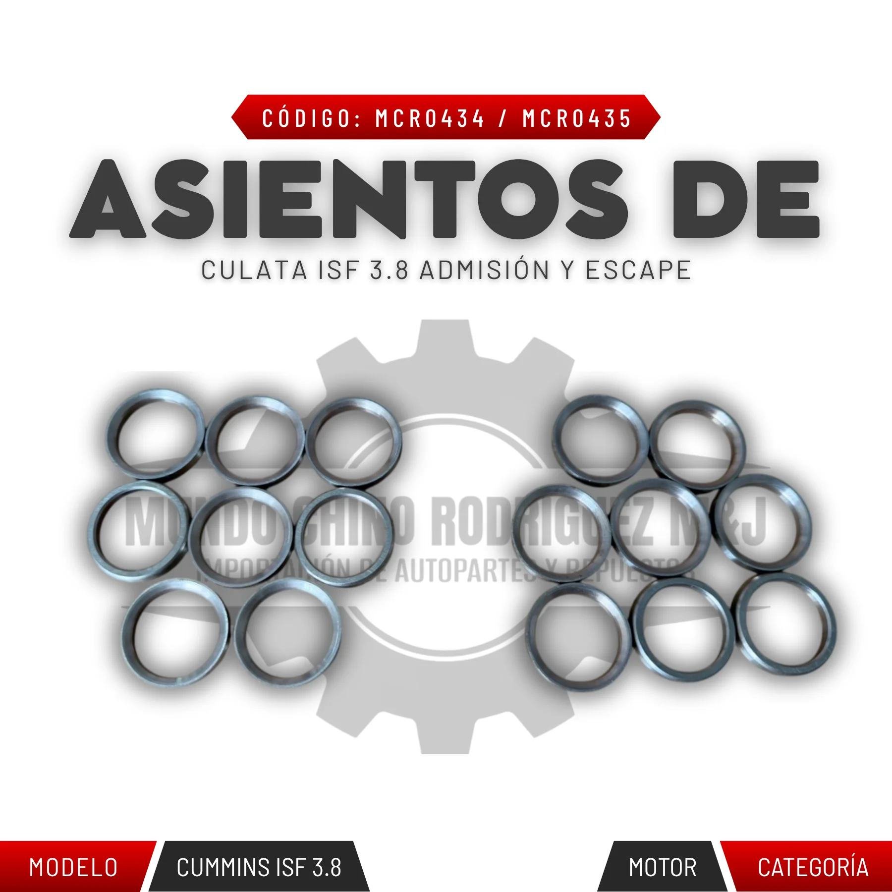 ASIENTOS DE CULATA ISF 3.8 ADMISIÓN Y ESCAPE