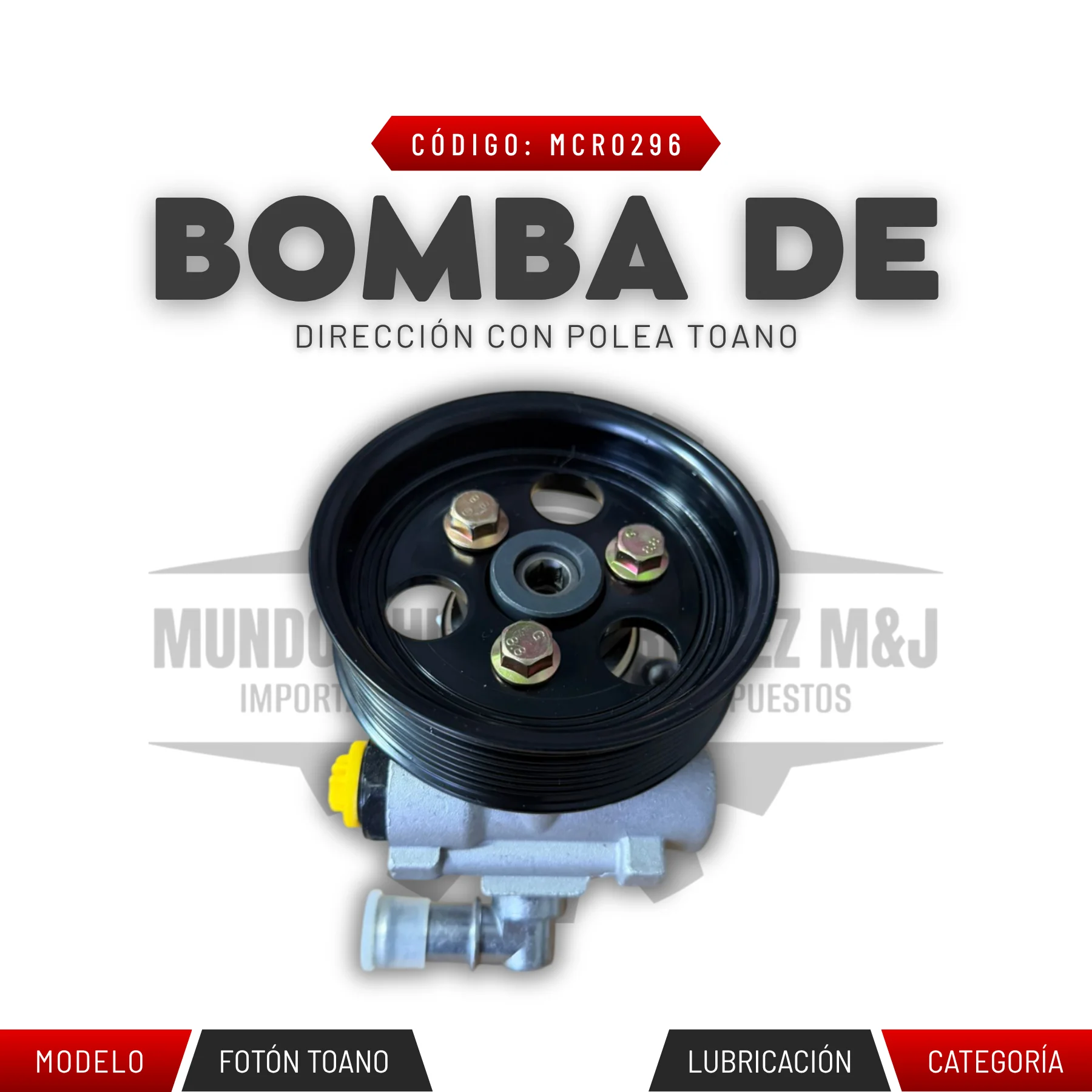 BOMBA DE DIRECCIÓN CON POLEA TOANO