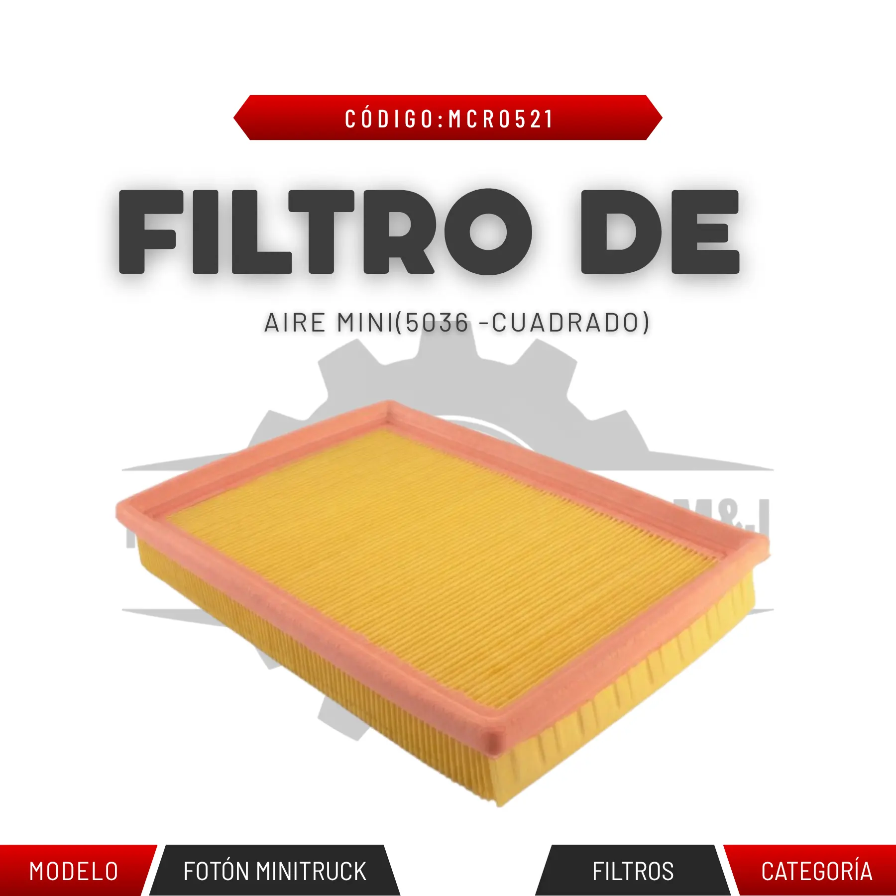 FILTRO DE AIRE MINI 5036 CUADRADO