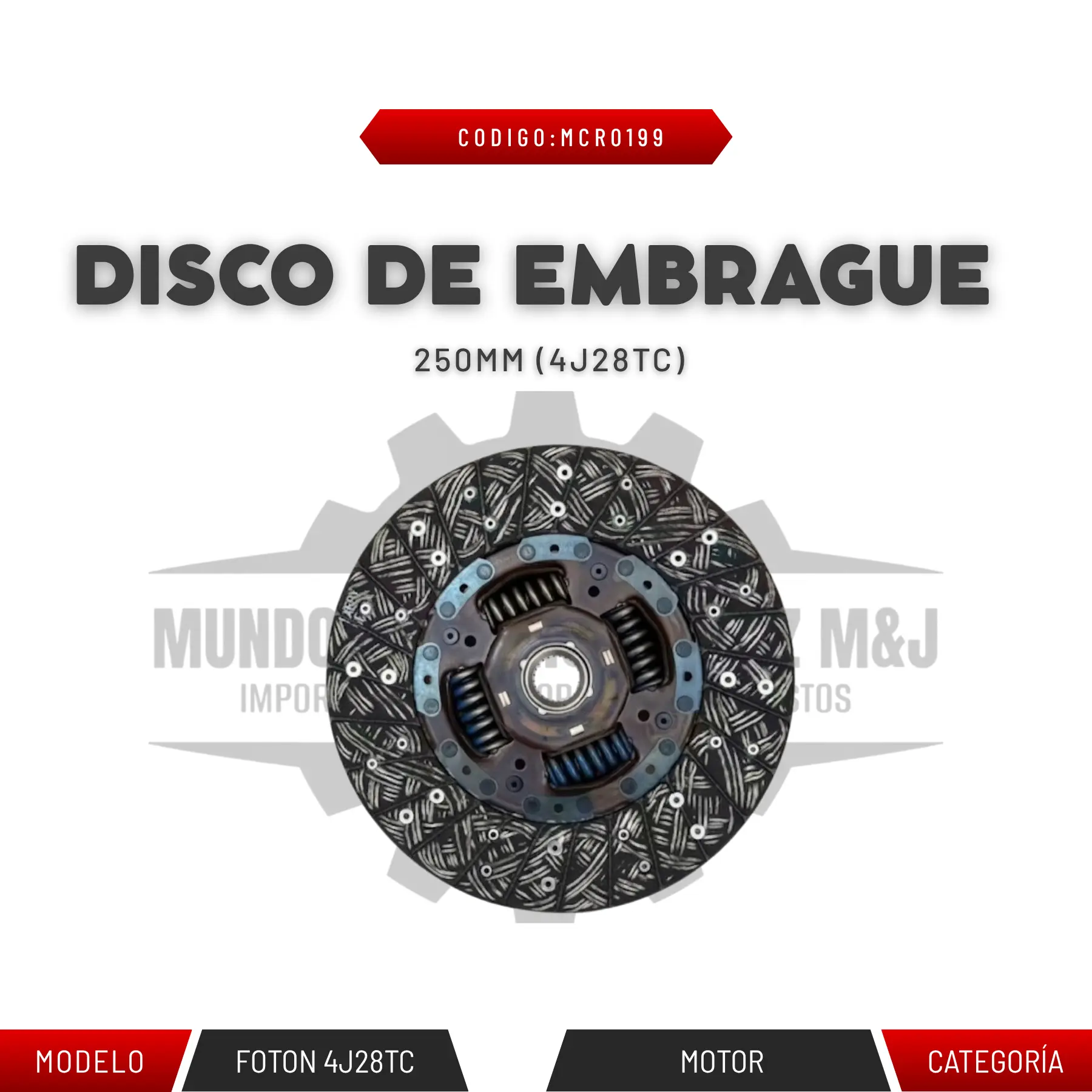 DISCO DE EMBRAGUE 250 MM