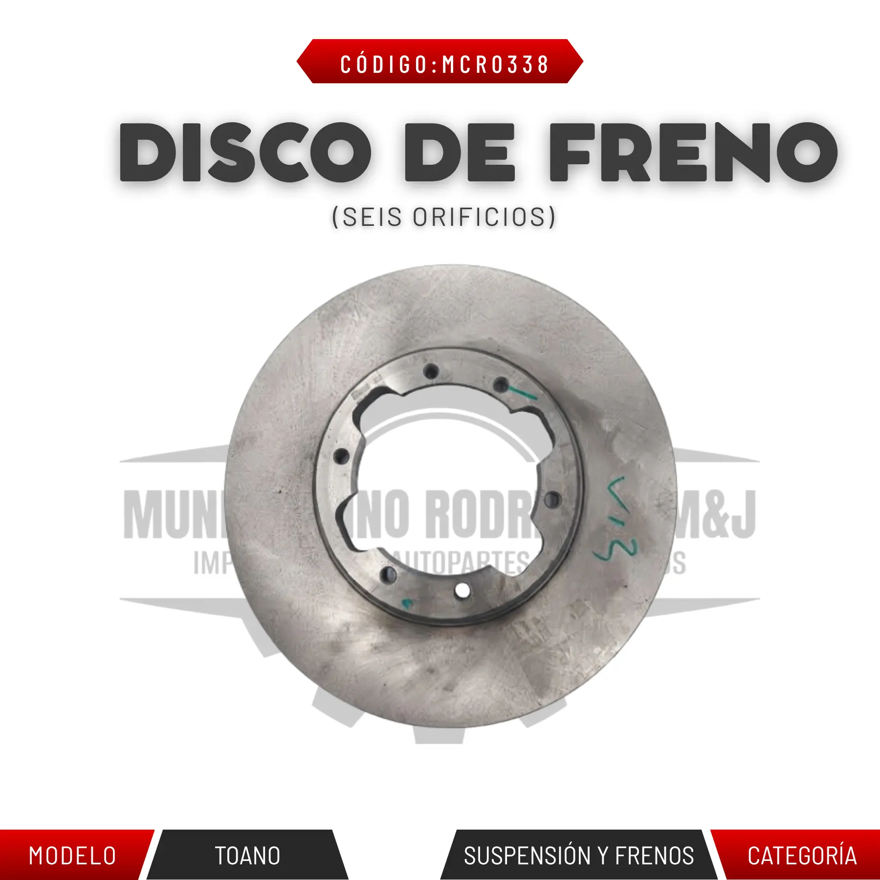 DISCO DE FRENO DE 6 HUECOS