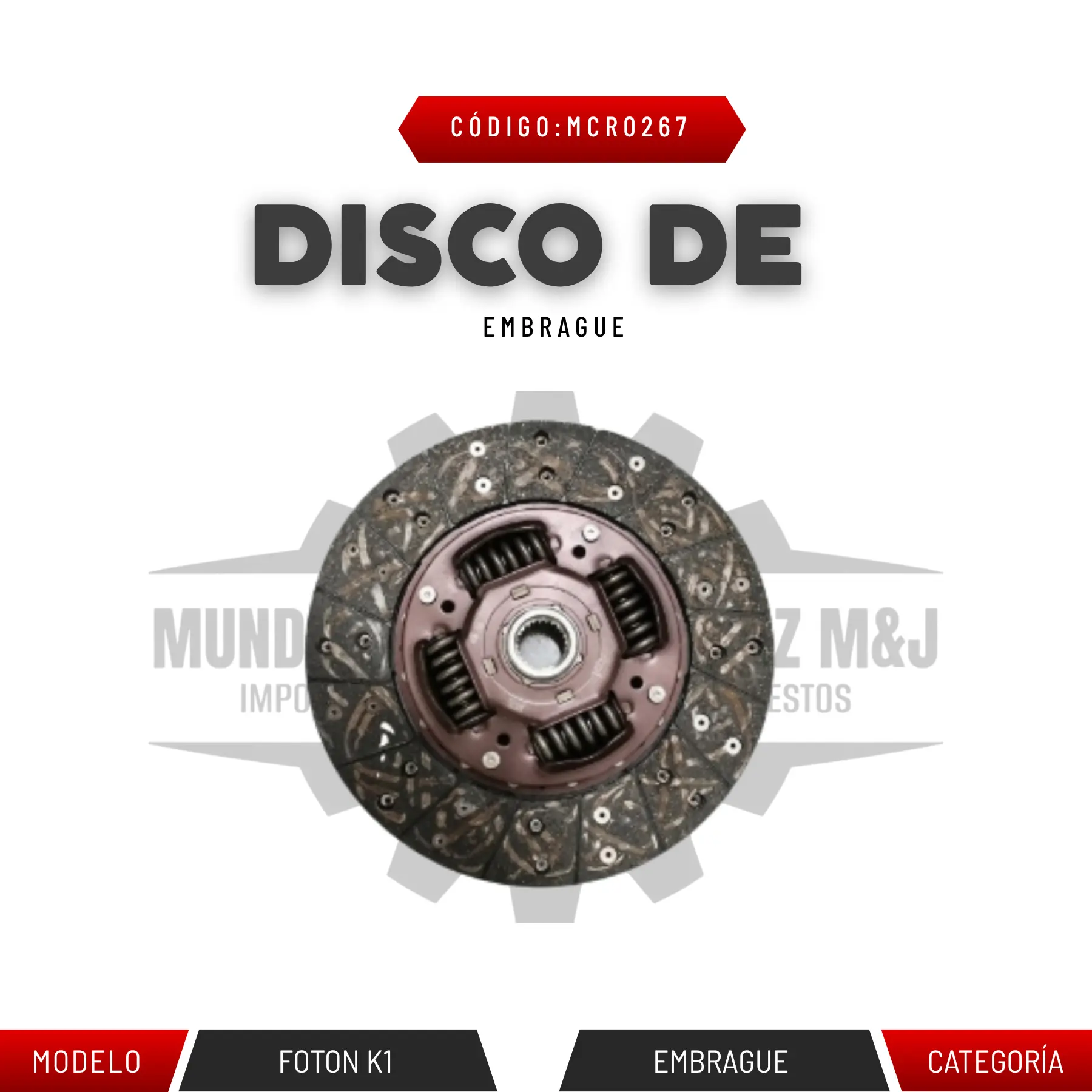 DISCO DE EMBRAGUE FOTON K1