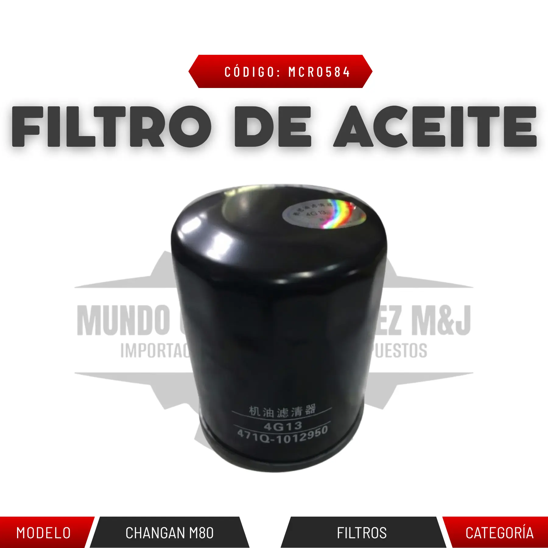 FILTRO DE ACEITE CHANGAN M80