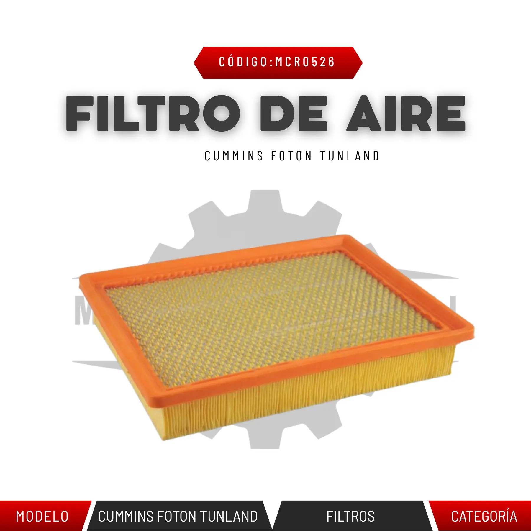 FILTRO DE AIRE CUMMINS FOTON TUNLAND