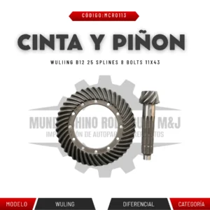 CINTA Y PIÑON WULIING B12 25 splines  8 bolts 11X43