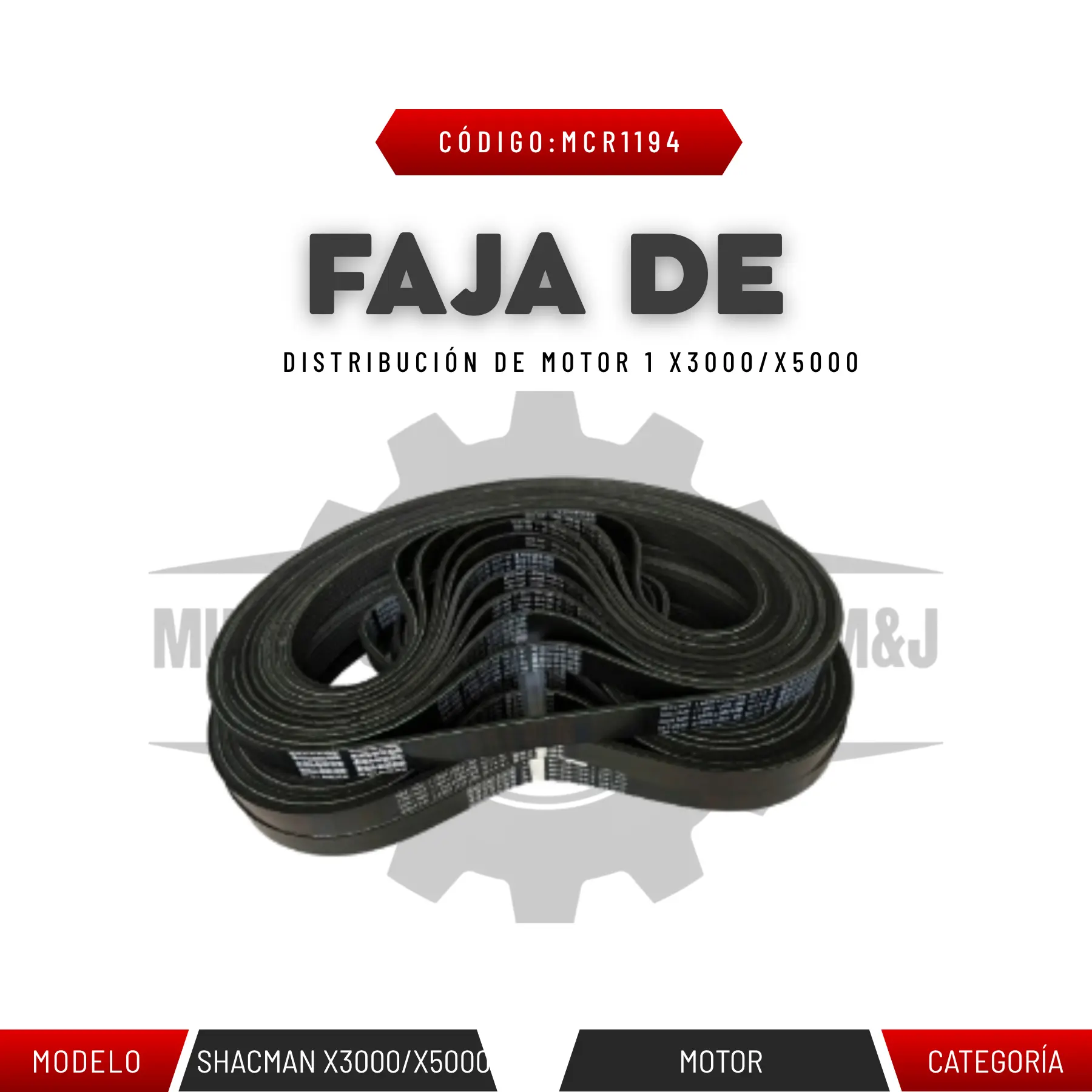 FAJA DE DISTRIBUCIÓN DE MOTOR 1 X3000 / X5000